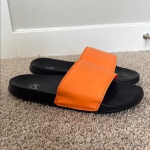 Ideology Orange and Black Slide Sandals